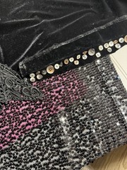 Remnant / Salvaged Vintage Material & Ephemera Pack. Black, Velvet, Sparkle Mix