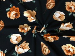 Liverpool Fabric-Black Brown Green Roses-LVPR331-Sold by the Yard