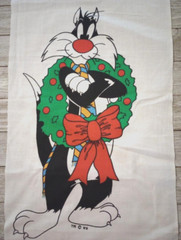 looney tunes sylvester christmas fun fabric large print 14 x 8 inch