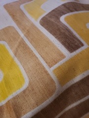 Vtg 60s 70s Geometric Op-art Fabric Woven Linen Blend ? MCM 47×82