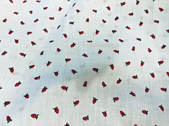 VTG Sweet Tiny Strawberries on White 4 Doll Clothing Quilting Crafts 23″X20″