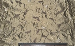 Antique Brass velvety Embroidery Dupioni Shantung 100% Silk, 54″ W (EB-858)