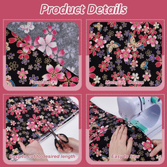 Black Japanese Printed Fabric 39.4X59Inch Japanese Style Fat Quarters Bundles Fa