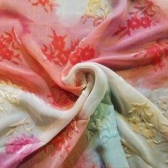 Colorful Velvet Devore Burnout w/ Flowers – Soft and Pretty!