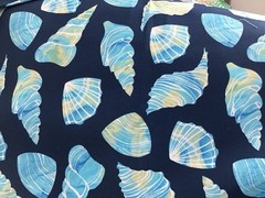 Blue Shell Outdoor Upholstery Fabric Teal Navy Patio Deck Cushion By The Yard