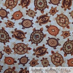 BonEful FABRIC FQ Cotton Quilt Brown Rainbow Fish Lure Hunt Cabin Lake Water Boy