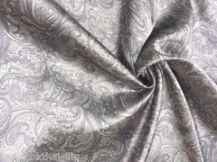 Paisley Print NON-STATIC Viscose Satin Feel Material Fabric BTY 60″W -Grey