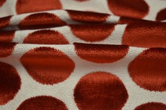 Buttons Red Whimsical 1-3/4 inch Polka Dot Cut Velvet Regal Upholstery Fabric