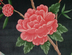 Velvet Fabric Curtain Upholstery Wagtail Bird Floral Slate Cushion 15 Metres