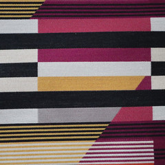Vintage MCM Upholstery Fabric Linear Geometric Bars, Pink, Yellow, Black 5 yds