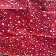 32” x 58” Cotton Polyester Red Bandana Print Paisley Pattern Fabric Arts Crafts
