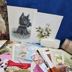 Junk Journal Lot 1Lb Ephemera Card Ribbons Book Page Fabric Button Craft Collage