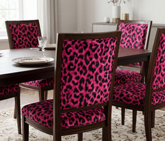 Pink leopard Printed Upholstery Fabric By the Yard
