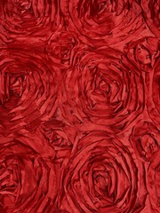 Paige DARK RED 3D Floral Polyester Satin Rosette Fabric by the Yard – 10028