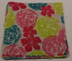 48 – 5″ charm Squares rotary cut cotton Fabric LIME GREEN teal PINK flowers