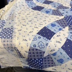 Cheater Quilt Fabric Wedding Ring 90s VTG 90×100 Duvet Blue & White NEW Sewing