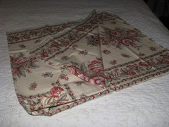 Two Pc. Jacobean Pink/Red Waverly Screen Fabric Haddom Stripe 6 Yards