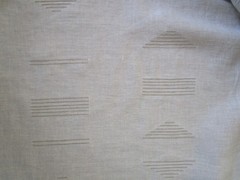 Beige Linen White Tan embroidered lines 129″ Wide Curtain Bedding fabric BTyd