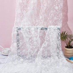 2 Yard White Vine Embroidery Lace Fabric 51.2Inch Polyester Embroidered Net Tull