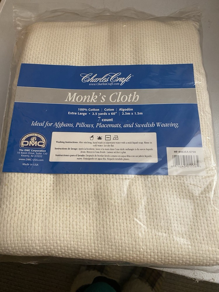NEW Charles Craft Monks Cloth 7 Count 100% Cotton Craft Fabric 2.5 Yards x 60″