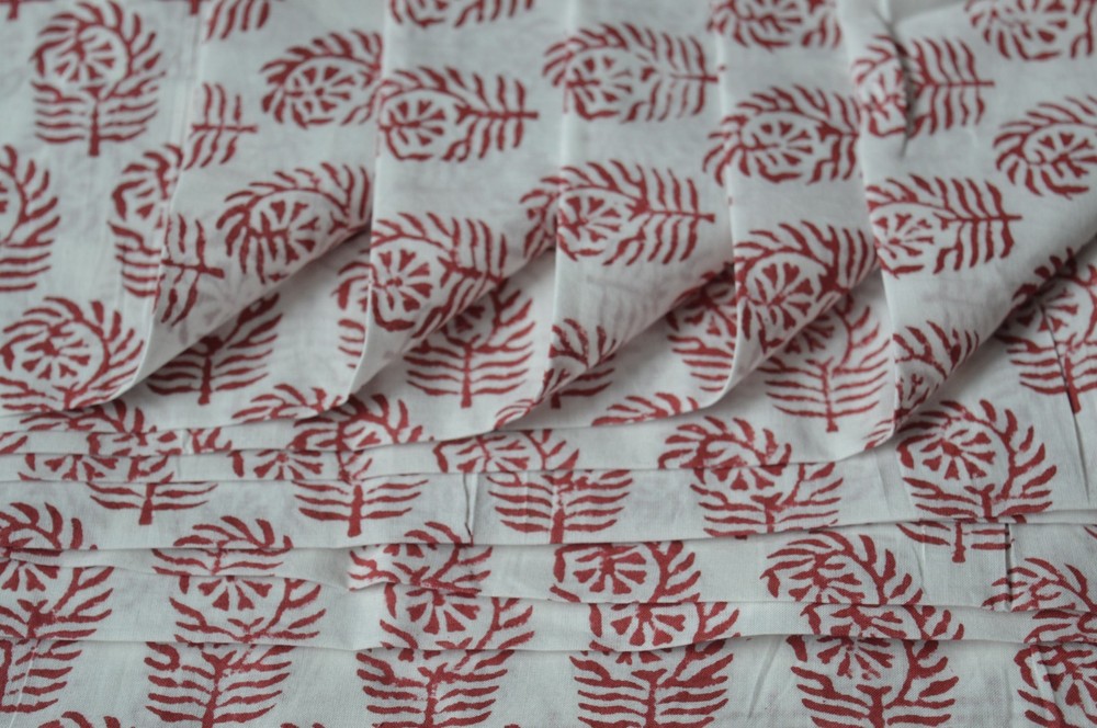NO TARRIF CHARGES 100%✅ZK_135 Hand Block Floral Print 100%Cotton 7 Yard Fabric
