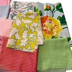 Floral Gingham Geometric Fabric Swatch Sample Packs Coordinating Colors 24pc Lot