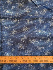 Vintage Hoffman Celestials Silver Glitter Stars on Blue Cotton Fabric 1+ Yards