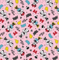 Mickey and Friends: Iconic Minnie Toss on Pink- Camelot Fabrics Sold by the Yard