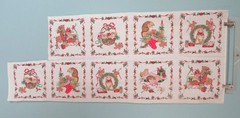 VINTAGE CHRISTMAS CAT COTTON FABRIC 7.5″ SQUARE BLOCKS 9 TOTAL