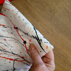 Vintage Coordinating Cotton Fabrics Red Solid & Red White Black Print 3 Yards