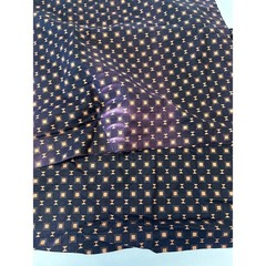 Vintage 50s Black Tan Geometric Square Bowtie Print Fabric Remnants 15 x 4 yd