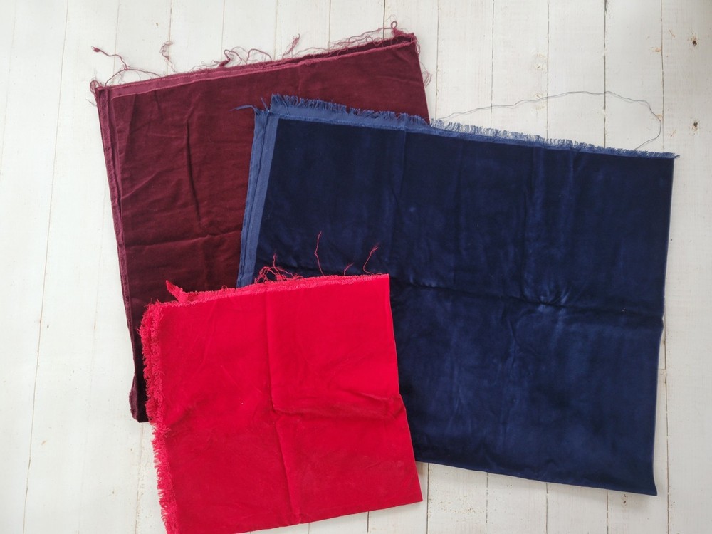 Lot of Velveteen Fabric – Navy, Burgundy, Red Polyester Cotton Craft Dress Decor