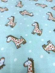 JoAnn Kids Fleece Fabric Pale Aqua Blue with Giraffes BTY #57