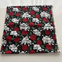 ALEXANDER HENRY 2.5 yards x 42 inches “SKULLS” and Roses 2001 Fabric Quilting