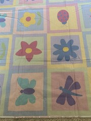 Cotton Fabric GINGHAM Butterfly Flowers Pastels 45×37″ Faye Burgos Springs