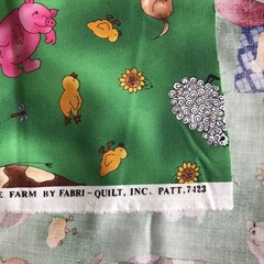 Vtg Sunbonnet Sue Suzie Q on Farm Fabri-Quilt by the yard Cotton Fabric 44″ w