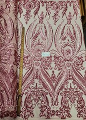 Pink “Hourglass Design” Stretch Nylon Spandex Mesh Sequin Fabric DIY Dress BTY