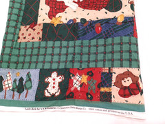 VTG Old Time Santa Squares Leslie Beck VIP Craft Fabric Panel Cotton 1 Pc 35×43