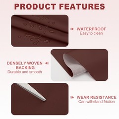 63×39.4in Faux Leather Sheets, Faux Leather Fabric Vinyl PVC, Dark Brown Red