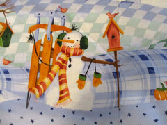 5-2/3 YDS AUTUMN SNOWFALL HILLS SNOWPEOPLE BLUE HILLS 100% COTTON DAISY KINGDOM