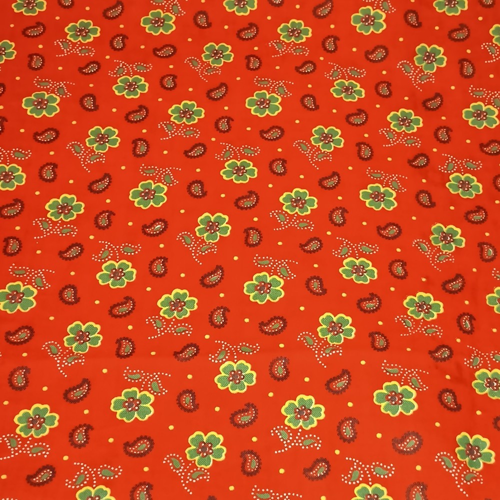 Vintage Calico AOP Floral & Paisley Fabric-2 1/3 Yds-1970-Cotton-Quilting-Clover