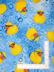 Yellow Duck Bubbles Fabric By Yard Kids Ducky Maria Kalinowski Cotton Benartex