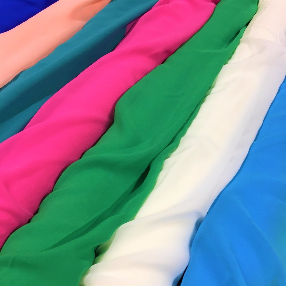 Silk Georgette Chiffon Fabric Solid 100% Silk 10mm 44″ wide Sold BTY Many Colors