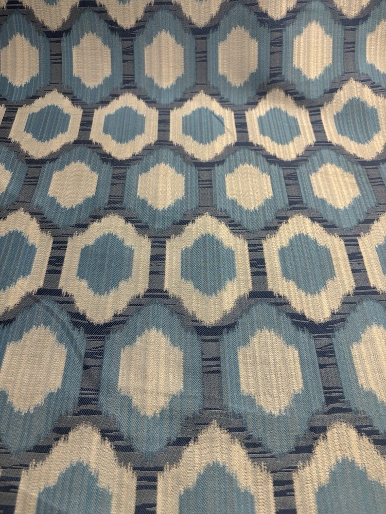 Blue Ikat Fabric. Reversible 47 Yards