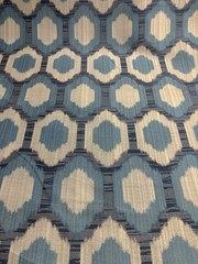 Blue Ikat Fabric. Reversible 47 Yards