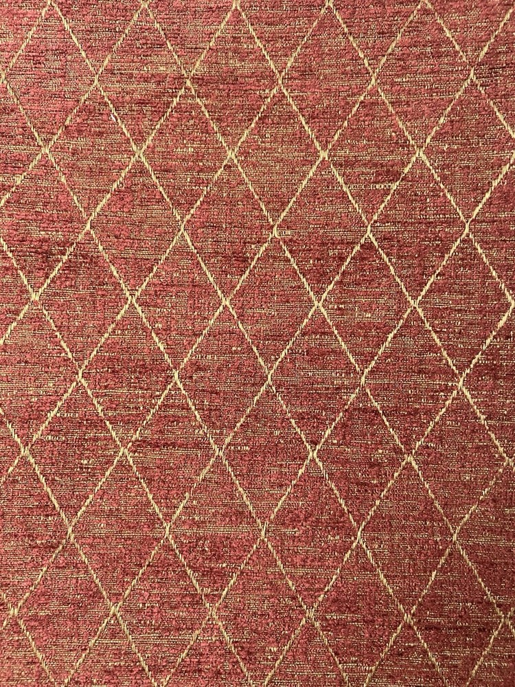 Burgundy Gold Diamond Print Upholstery Fabric 4 Yards Plus 15 Inches x 54″
