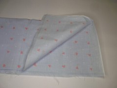 5/6 yard light blue fabric with pink hearts and white dots 31″ x 44″