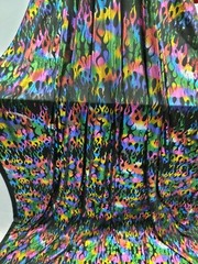 Multicolor Fire Print Foil Metallic Flames Spandex Fabric By The Yard Stretch