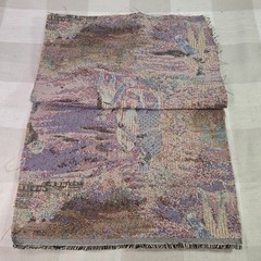 Embroidered Tapestry Remnant Woven Cloth Swatch Golfers Golf Scene Vintage