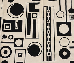 MCM Fabric Black and White Abstract Geometric 39″ X 56″ Heavy Cotton Blend